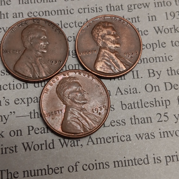 Wheat penny bundle 1939 no mint mark, D & S - Picture 3 of 6